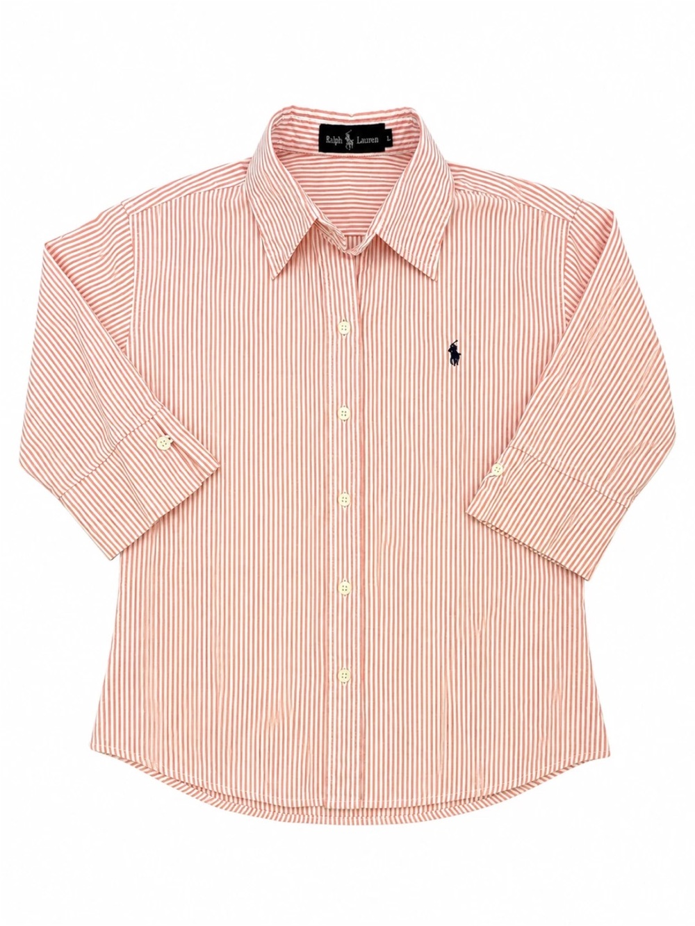 Ralph Lauren Orange and White Striped Button-Down Shirt